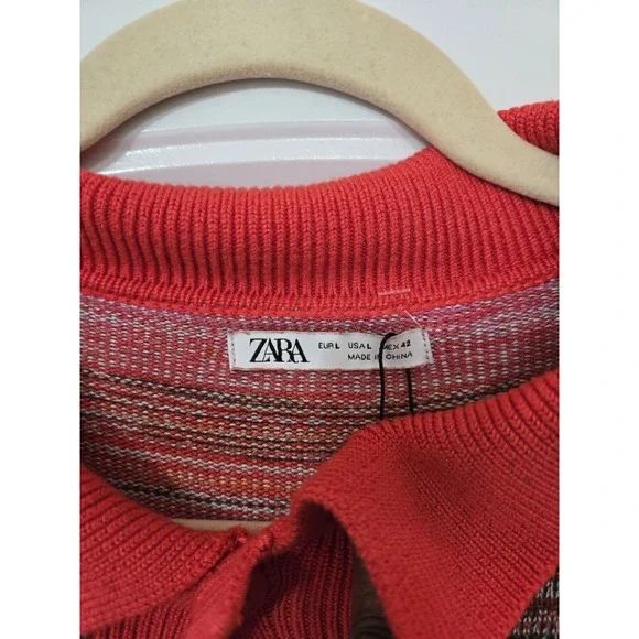 Zara Men's Short Sleeve Button Front Knit Sweater Multicolor Size L NWOT - Picture 7 of 13
